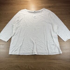 J. Jill Linen Cotton Top Women's XL White Lightweight 3/4 Sleeve Spring Summer